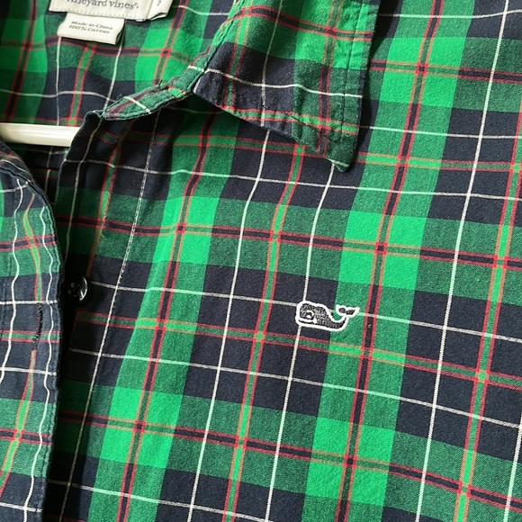 🌹 Vineyard Vines | green plaid cotton button down shirt size 8 - Picture 3 of 9